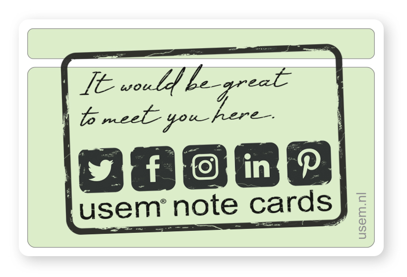 Usem note cards op social media