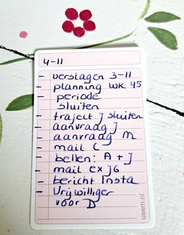 Usem-kaartje als to do kaartje (Ilona Schomper)