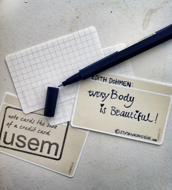Citaat Edith Dohmen op een usem-kaartje: every Body is beautiful
